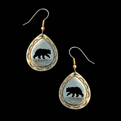  Bear Earring Silver And Brass