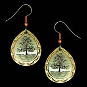 Tree of Life Silver Brass Earrings 