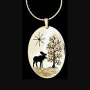 Moose Pendant Necklace Silver 