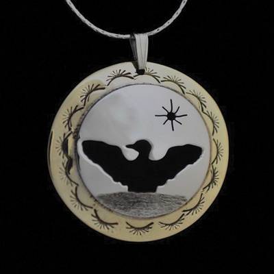 Dancing Loon Pendant Necklace Silver And Brass
