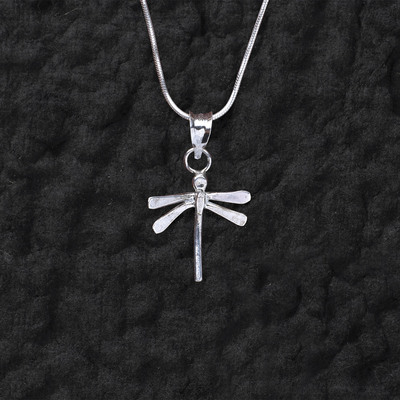  Sculpted Dragonfly Silver Necklace