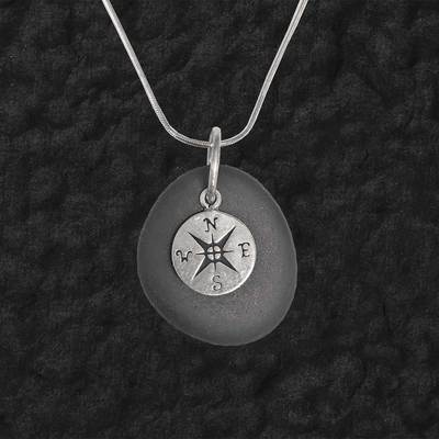  Lake Superior Stone Pendant With Compass Rose