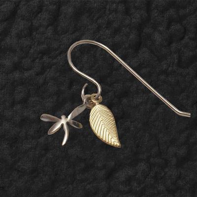  Dragonfly With Gold Leaves Earring