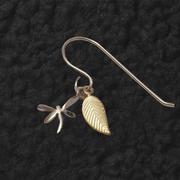 Dragonfly with Gold Leaves Earring