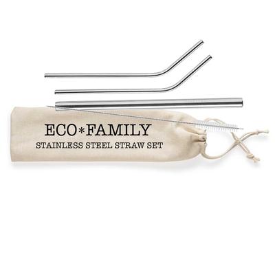  Shell Creek Stainless Steel Straw Set With Canvas Pouch Eco Family