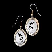 Dragonfly Flower Sterling Silver and Brass Earrings