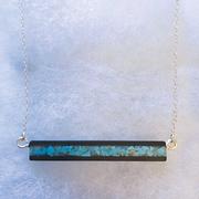 Wood and Turquoise Bar Necklace