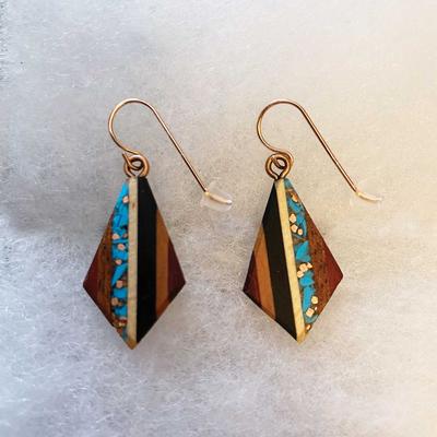  Recycled Copper And Turquoise Teardrop Earrings
