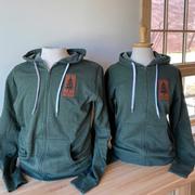 Full Zip Leather Patch Pine Hoodie