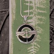 Black CircleDragonfly Pendant