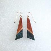 Green Brown Triangle Earrings
