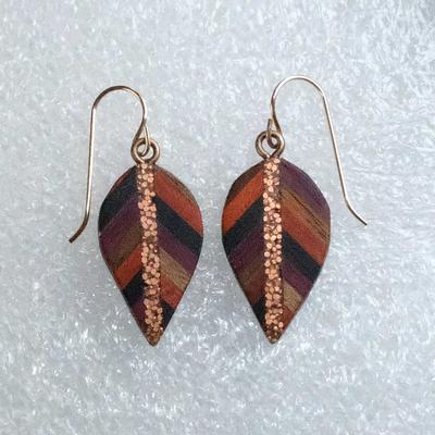 Wood Leaf Earrings