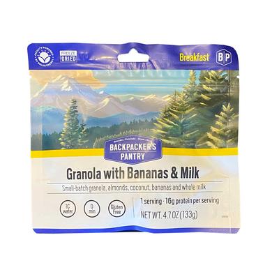 BACKPACKERS PANTRY GRANOLA WITH BANANAS,ALMONDS AND MILK