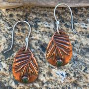  Copper Pine Needle And Jade Earrings